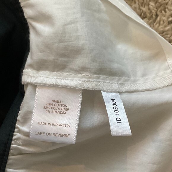 NY & Co Eva Mendes Sleeveless Corset Peplum Blouse, Black & White, Large - Picture 6 of 6